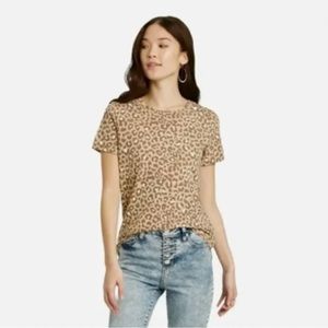 NWT - Zoe & Liv | Pale Khaki Leopard Print T-shirt size extra small
